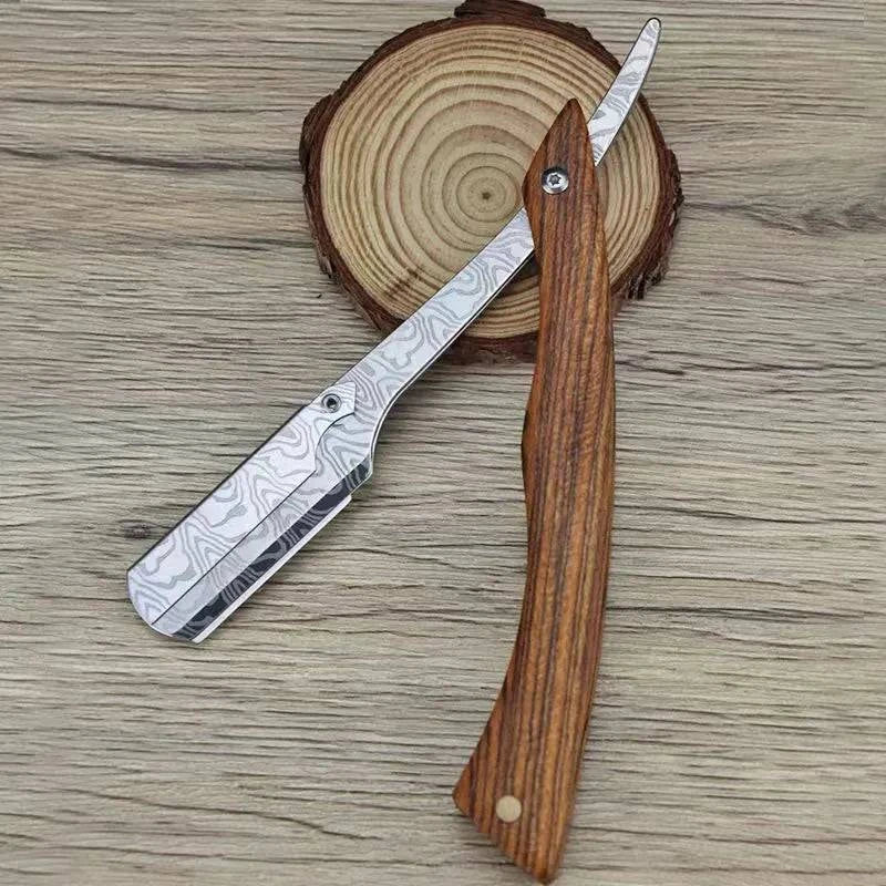 The Beard Game™ Tan Handle Wood Straight Razor (Multiple Options)