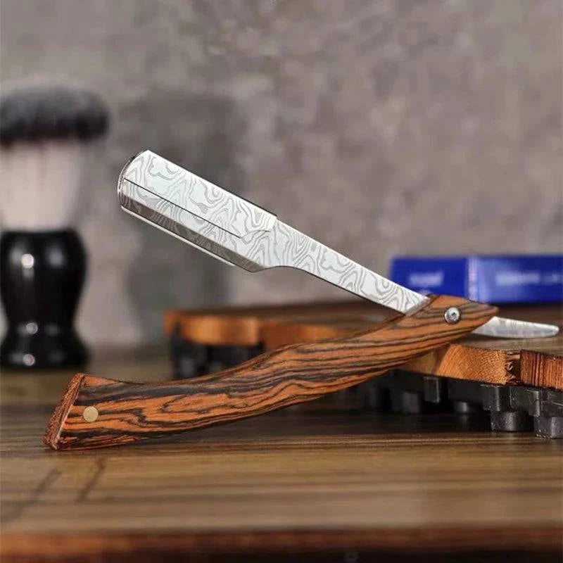 The Beard Game™ Tan Handle Wood Straight Razor (Multiple Options & Packs) - The Beard Game